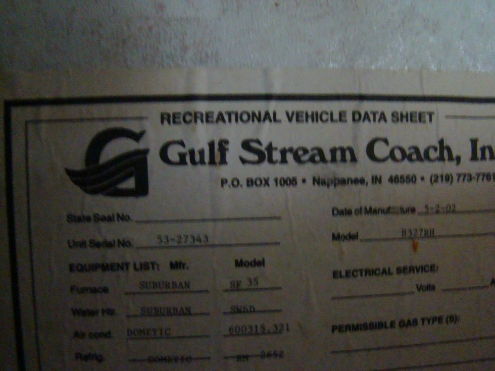 2003 GULF STREAM ULTRA SUPREME RV | MOTORHOME PARTS FOR SALE - VISONE RV RV Exterior Body Panels 