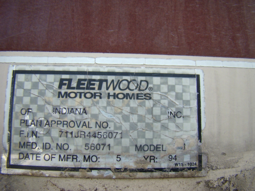 1994 FLEETWOOD PACE ARROW PARTS  VISONE RV EAST BERNSTADT KY RV SALVAGE YARD RV Exterior Body Panels 