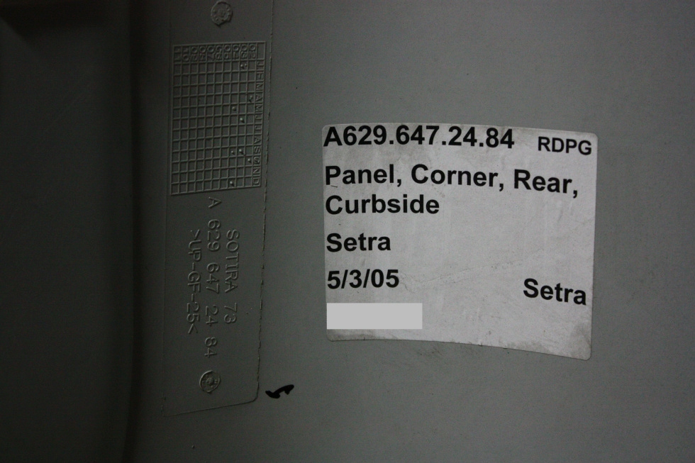 Setra Bus Curbside Rear Corner Panel For Sale RV Exterior Body Panels 