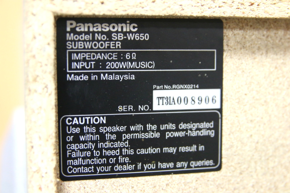 USED RV OR HOME AUDIO PANASONIC 5 PIECE SURROUND SOUND SYSTEM RV Electronics 
