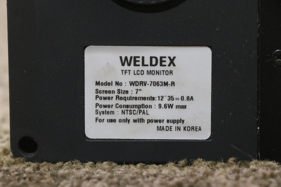 USED WDRV-7063M-R WELDEX TFT LCD MONITOR RV PARTS FOR SALE RV Electronics 