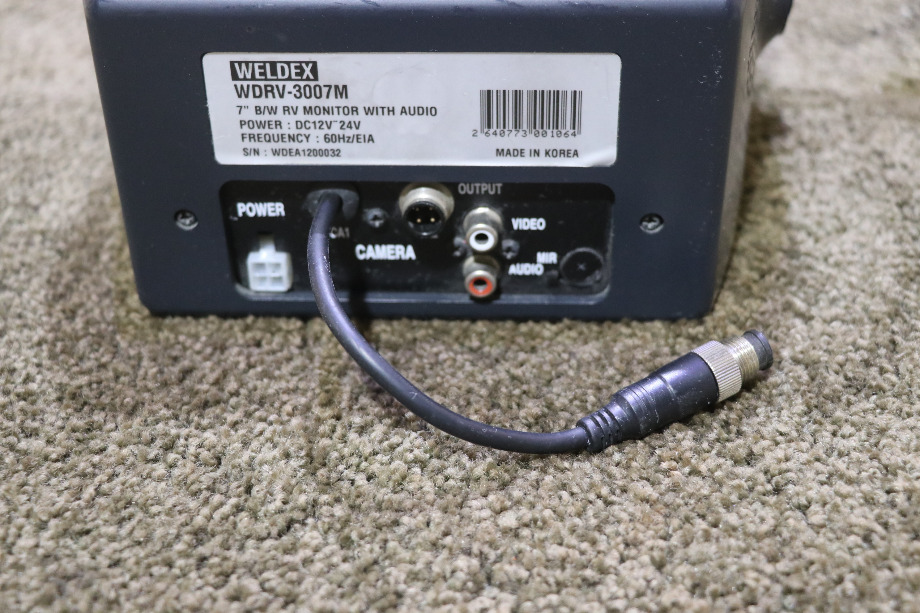 USED WELDEX B/W MONITOR WITH AUDIO WDRV-3007M RV/MOTORHOME PARTS FOR SALE RV Electronics 