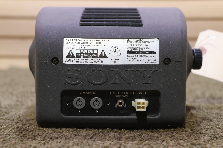 USED RV SSM-721AMR SONY B/W MONITOR FOR SALE RV Electronics 