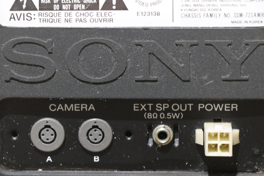 USED MOTORHOME SONY SSM-721AMR B/W MONITOR FOR SALE RV Electronics 
