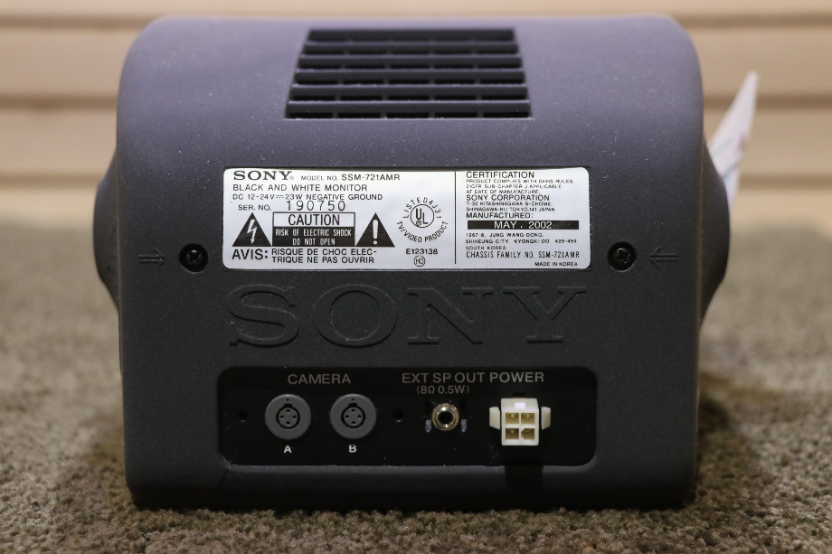 USED RV/MOTORHOME SONY B/W MONITOR SSM-721AMR FOR SALE RV Electronics 