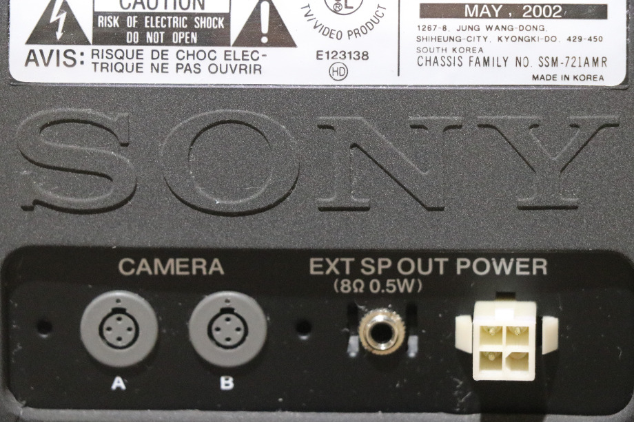 USED RV/MOTORHOME SONY B/W MONITOR SSM-721AMR FOR SALE RV Electronics 
