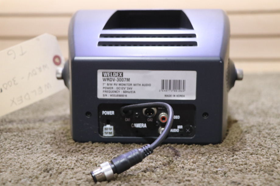 USED RV/MOTORHOME WELDEX B/W MONITOR WITH AUDIO WRDV-3007M FOR SALE RV Electronics 