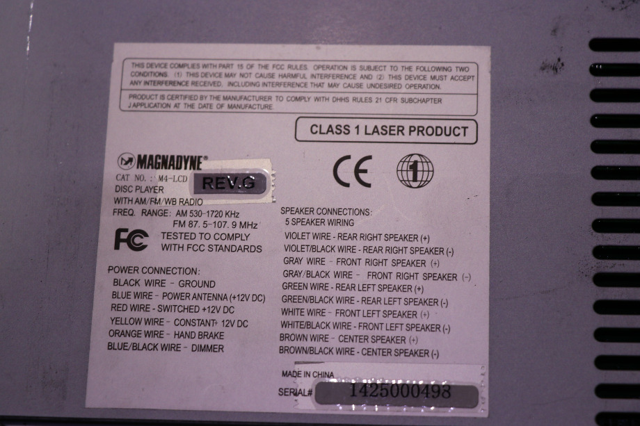 USED M4-LCD MAGNADYNE DISC PLAYER AM/FM/WB RADIO RV PARTS FOR SALE RV Electronics 