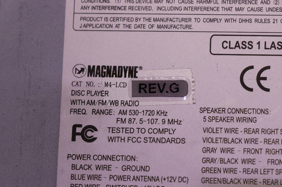 USED M4-LCD MAGNADYNE DISC PLAYER AM/FM/WB RADIO RV PARTS FOR SALE RV Electronics 