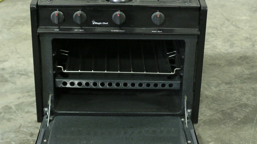 RV Appliances USED BLACK 4 BURNER MAGIC CHEF OVEN/STOVE CLY1231BOB RV