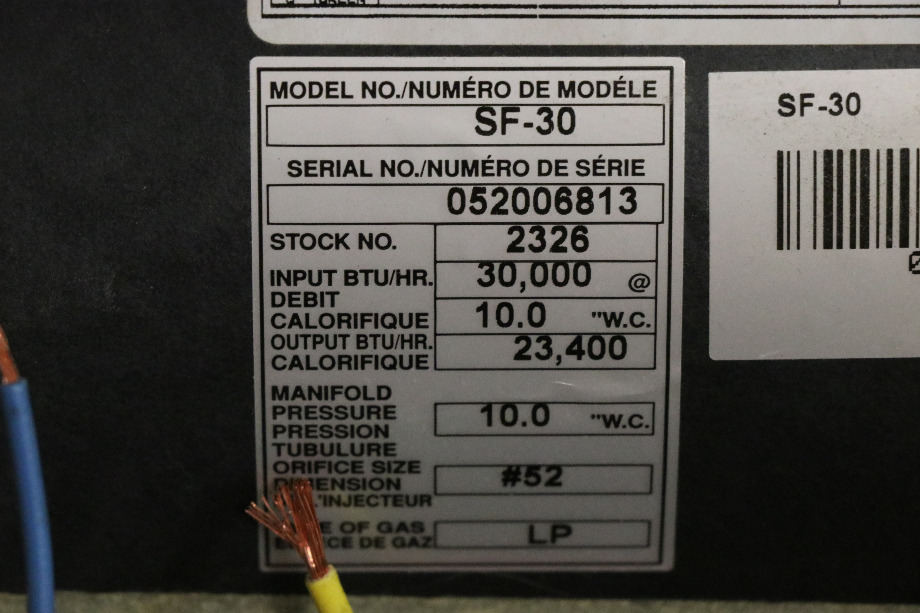 USED RV/MOTORHOME 30,000 BTU SUBURBAN FURNACE SF-30 FOR SALE RV Appliances 