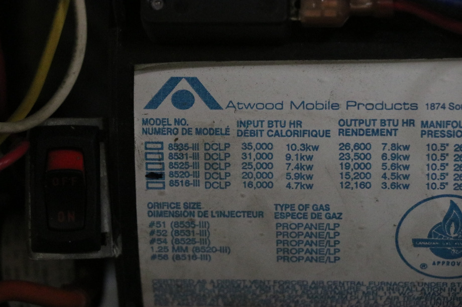 USED 20,000 RV ATWOOD 8520-III DCLP FURNACE RV/MOTORHOME PARTS FOR SALE RV Appliances 