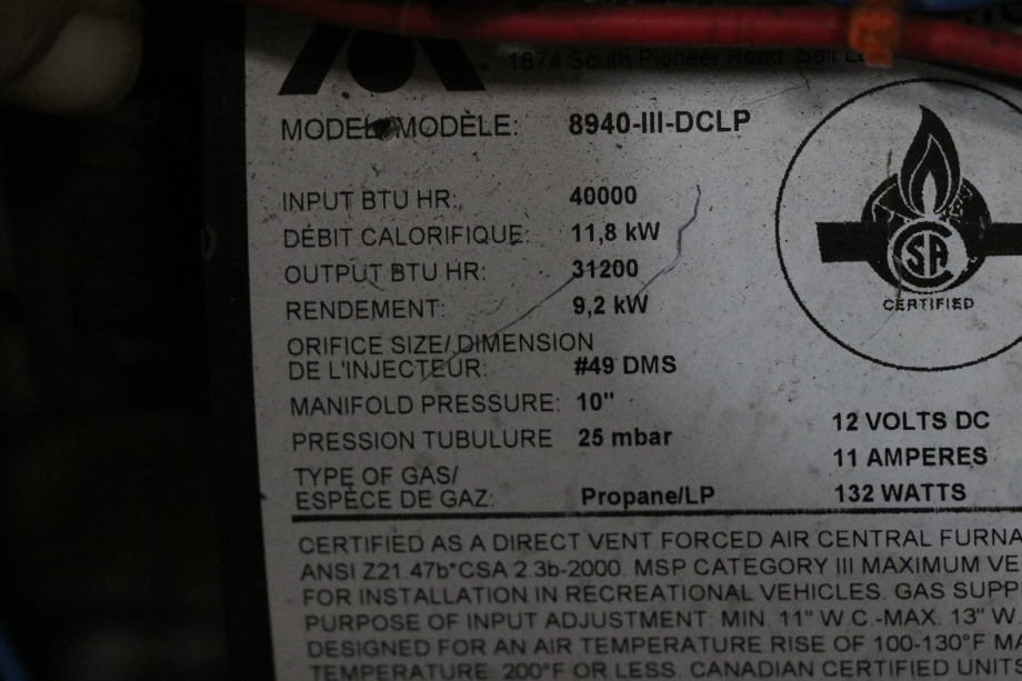 RV Appliances USED 8940IIIDCLP ATWOOD FURNACE RV PARTS FOR SALE RV