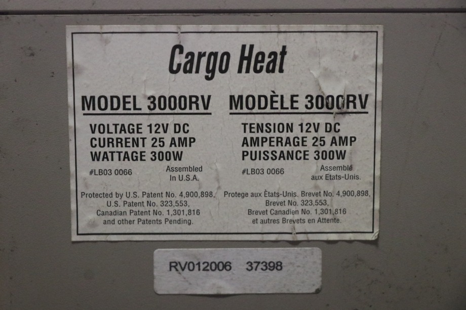 USED RV CARGO HEAT 3000RV FOR SALE RV Appliances 