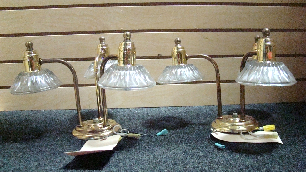 USED RV/MOTORHOME SET OF 2 GOLD CHANDELIERS WITH 3 GLASS SCONCES RV Interiors 