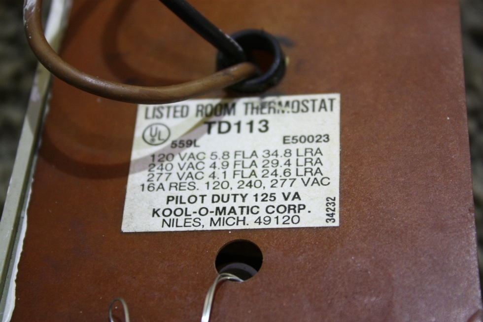 USED MOTORHOME KOOL-O-MATIC TD113 THERMOSTAT FOR SALE RV Interiors 