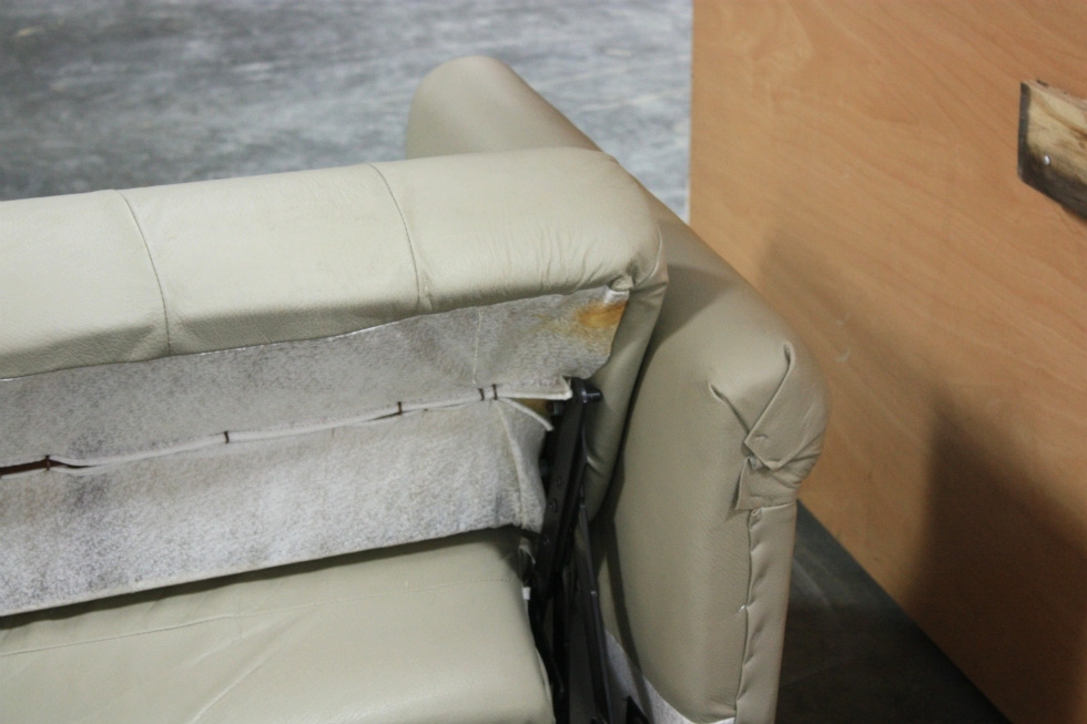 USED RV FLEXSTEEL TAN VINYL JACK KNIFE SLEEPER SOFA FOR SALE RV Furniture 
