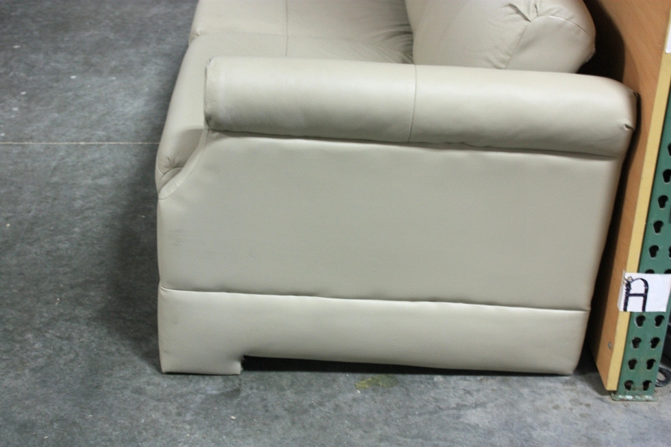 USED RV FLEXSTEEL TAN VINYL JACK KNIFE SLEEPER SOFA FOR SALE RV Furniture 
