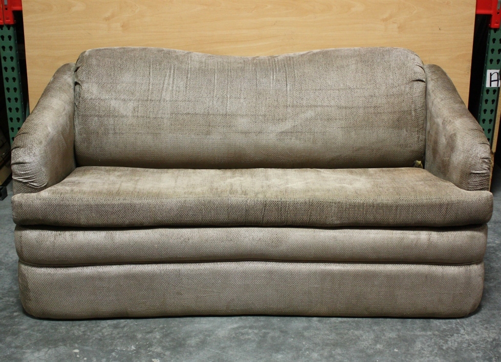 RV Furniture USED RV TAN MICROFIBER CLOTH SLEEPER SOFA FOR SALE Couches