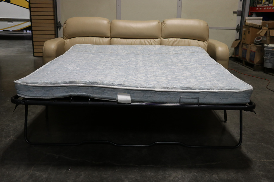 RV Furniture USED TAN VINYL/LEATHER PULL OUT SLEEPER SOFA RV FURNITURE