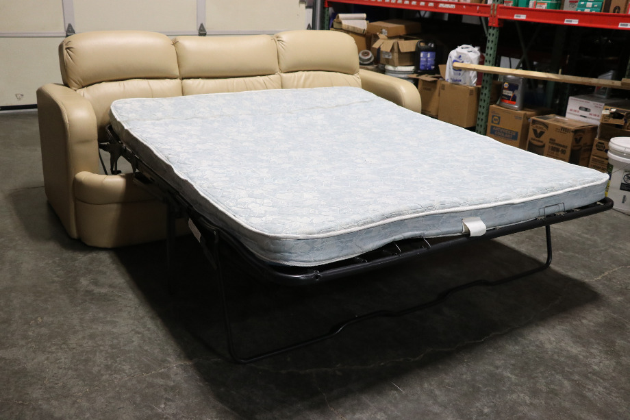 RV Furniture USED TAN VINYL/LEATHER PULL OUT SLEEPER SOFA RV FURNITURE