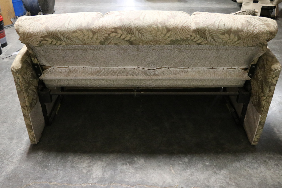 RV Furniture USED MOTORHOME CLOTH LEAF PATTERN JACK KNIFE SLEEPER SOFA