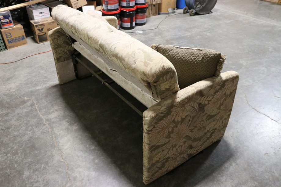 RV Furniture USED MOTORHOME CLOTH LEAF PATTERN JACK KNIFE SLEEPER SOFA