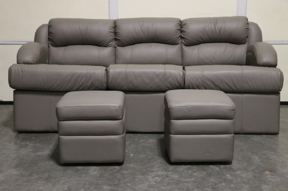 USED RV/MOTORHOME GREY PULL OUT SLEEPER SOFA WITH 2 FOOTREST FOR SALE RV Furniture 