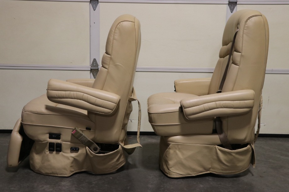 RV Furniture USED VINYL TAN CAPTAIN CHAIR SET RV PARTS FOR SALE RV