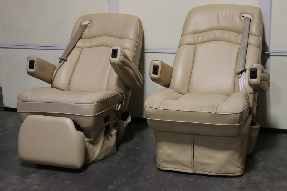 RV Furniture USED VINYL TAN CAPTAIN CHAIR SET RV PARTS FOR SALE RV