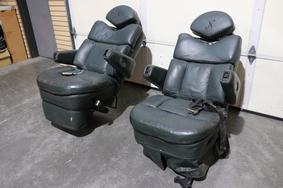 USED GREEN FLEXSTEEL CAPTAIN CHAIR SET RV FURNITURE FOR SALE RV Furniture 